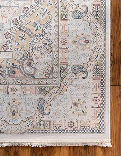 Unique Loom Narenj Collection Classic Traditional Medallion Textured Design Area Rug, 8 x 10 ft, Ivory/Tan