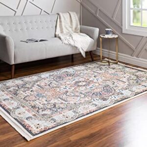 Unique Loom Narenj Collection Classic Traditional Medallion Textured Design Area Rug, 8 x 10 ft, Ivory/Tan