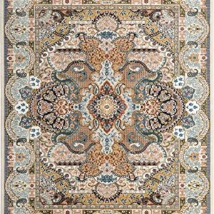 Unique Loom Narenj Collection Classic Traditional Medallion Textured Design Area Rug, 8 x 10 ft, Ivory/Tan