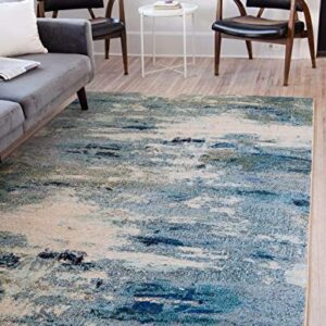 Unique Loom Chromatic Collection Modern & Vibrant Abstract Area Rug For Any Home Décor (8' 0 x 10' 0 Rectangular, Light Blue/ Beige)