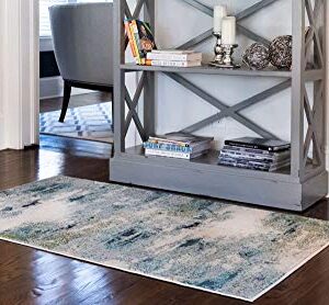 Unique Loom Chromatic Collection Modern & Vibrant Abstract Area Rug For Any Home Décor (8' 0 x 10' 0 Rectangular, Light Blue/ Beige)