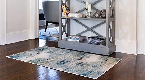 Unique Loom Chromatic Collection Modern & Vibrant Abstract Area Rug For Any Home Décor (8' 0 x 10' 0 Rectangular, Light Blue/ Beige)