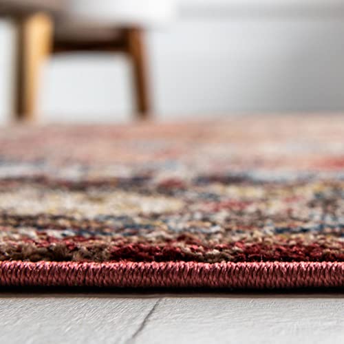 Unique Loom Utopia Collection Traditional Geometric Vintage Inspired Area Rug with Warm Hues, 8' x 10', Terracotta/Blue