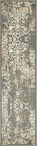 Unique Loom Tuareg Collection Vintage Distressed Traditional Area Rug, 2 ft 6 in x 10 ft, Gray/Beige