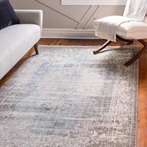 Unique Loom Traditional Classic Intricate Design with Distressed Vintage Detail, Area Rug, 10 ft x 13 ft, Light Blue/Ivory