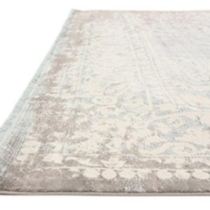 Unique Loom Traditional Classic Intricate Design with Distressed Vintage Detail, Area Rug, 10 ft x 13 ft, Light Blue/Ivory