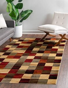 unique loom barista collection modern, rustic, geometric, squares, urban, warm colors area rug, 9′ 0″ x 12′ 0″, multi/beige