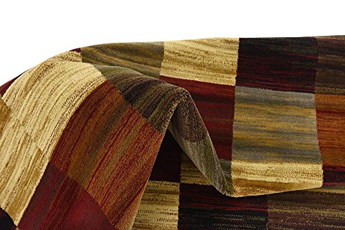 Unique Loom Barista Collection Modern, Rustic, Geometric, Squares, Urban, Warm Colors Area Rug, 9' 0" x 12' 0", Multi/Beige