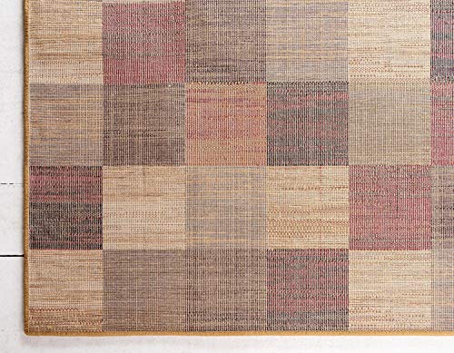 Unique Loom Barista Collection Modern, Rustic, Geometric, Squares, Urban, Warm Colors Area Rug, 9' 0" x 12' 0", Multi/Beige