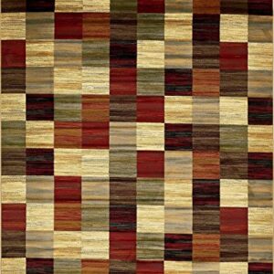 Unique Loom Barista Collection Modern, Rustic, Geometric, Squares, Urban, Warm Colors Area Rug, 9' 0" x 12' 0", Multi/Beige