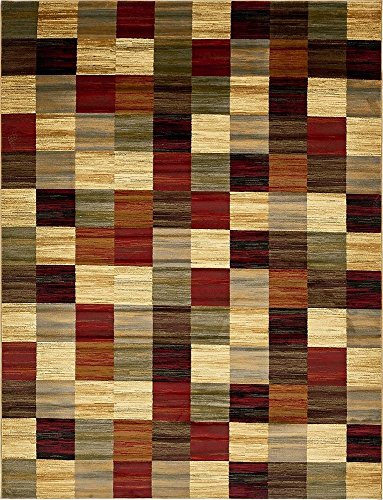 Unique Loom Barista Collection Modern, Rustic, Geometric, Squares, Urban, Warm Colors Area Rug, 9' 0" x 12' 0", Multi/Beige