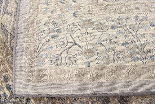 Unique Loom Salzburg Collection Classic Traditional Design Oriental Inspired with Intricate Border Area Rug, 4' Square, Light Brown/Gray