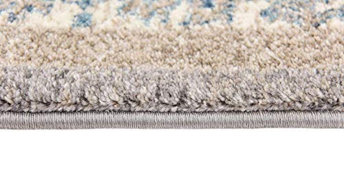 Unique Loom Salzburg Collection Classic Traditional Design Oriental Inspired with Intricate Border Area Rug, 4' Square, Light Brown/Gray