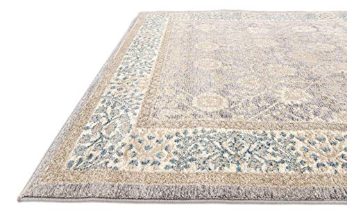 Unique Loom Salzburg Collection Classic Traditional Design Oriental Inspired with Intricate Border Area Rug, 4' Square, Light Brown/Gray