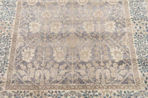 Unique Loom Salzburg Collection Classic Traditional Design Oriental Inspired with Intricate Border Area Rug, 4' Square, Light Brown/Gray