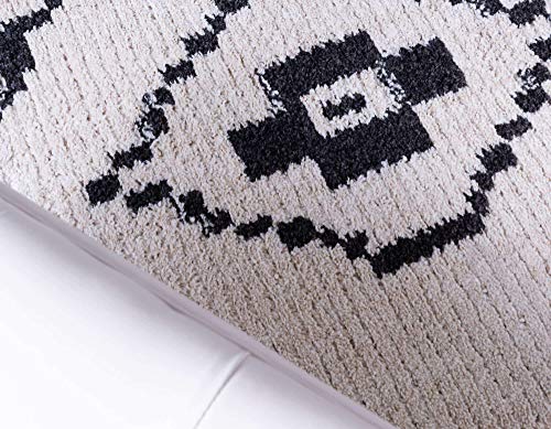 Unique Loom Morocco Collection Tribal, Southwestern, Bohemian Area Rug, 9' 0" x 12' 0", Ivory/Black