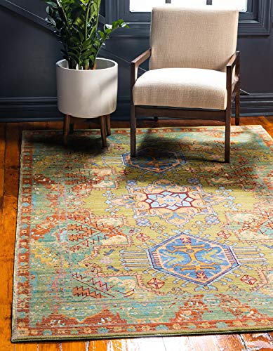 Unique Loom Austin Collection Vibrant Colors, Abstract, Traditional Area Rug, Rectangular 8' 0" x 10' 0", Light Green/Beige