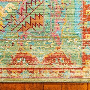 Unique Loom Austin Collection Vibrant Colors, Abstract, Traditional Area Rug, Rectangular 8' 0" x 10' 0", Light Green/Beige