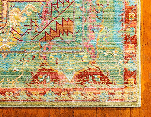 Unique Loom Austin Collection Vibrant Colors, Abstract, Traditional Area Rug, Rectangular 8' 0" x 10' 0", Light Green/Beige