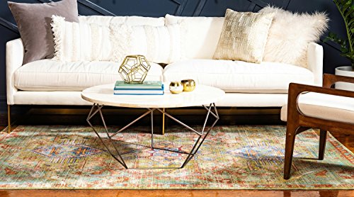 Unique Loom Austin Collection Vibrant Colors, Abstract, Traditional Area Rug, Rectangular 8' 0" x 10' 0", Light Green/Beige