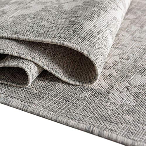 Unique Loom Jill Zarin Outdoor Collection Medallion Area Rug (9' 0 x 12' 0 Rectangular, Gray)