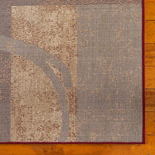 Unique Loom Barista Collection Modern, Abstract, Vintage, Distressed, Urban, Geometric, Rustic, Warm Colors Area Rug, 7 ft x 10 ft, Multi/Beige