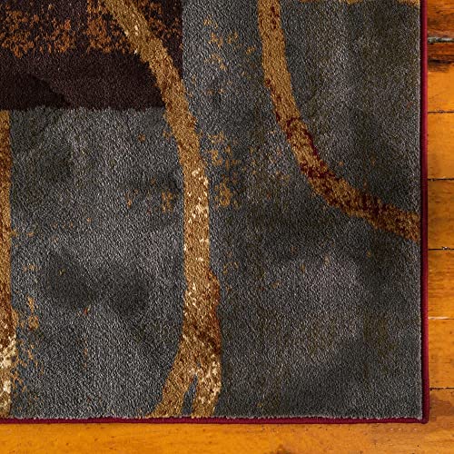 Unique Loom Barista Collection Modern, Abstract, Vintage, Distressed, Urban, Geometric, Rustic, Warm Colors Area Rug, 7 ft x 10 ft, Multi/Beige