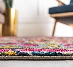 Unique Loom Vita Collection Bright Bohemian Over-Dyed Circular Floral Patterned Traditional Vintage Area Rug, 8 ft x 10 ft, Multi/Yellow