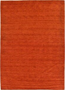 unique loom solid gava collection 100% natural twisted wool modern terracotta area rug (8′ x 12′)