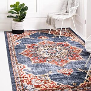 Unique Loom Utopia Collection Traditional Classic Vintage Inspired Area Rug with Warm Hues, 8 ft x 10 ft, Navy Blue/Burgundy