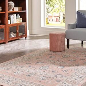 Unique Loom Whitney Collection Traditional Border Area Rug (8' 0 x 10' 0 Rectangular, Powder Pink)