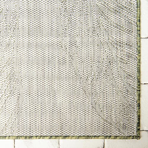 Unique Loom Collection Botanical, Coastal, Leaves, Indoor and Outdoor Area Rug, 8 ft x 11 ft 4 in, Green/Ivory