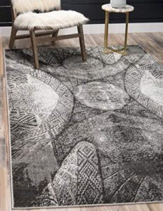 unique loom sofia collection area rug – albert (9′ x 12′ 2″, dark gray/ gray)