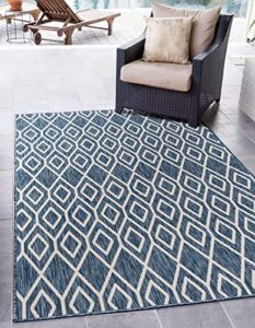 unique loom jill zarin outdoor collection trellis geometric area rug (9′ 0 x 12′ 0 rectangular, blue)