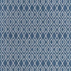 Unique Loom Jill Zarin Outdoor Collection Trellis Geometric Area Rug (9' 0 x 12' 0 Rectangular, Blue)