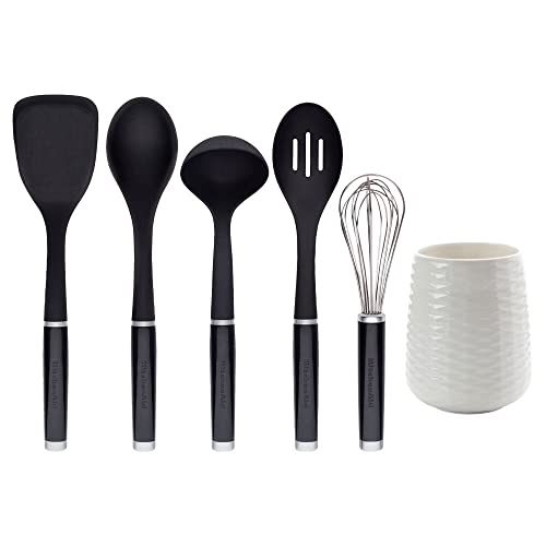 KitchenAid Tool and Gadget Set with Crock, 6-Piece, Black