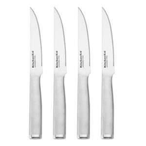 kitchenaid gourmet forged steak knife set, high-carbon japanese stainless steel, 4 piece, brushed