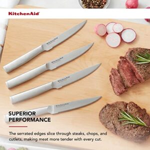 KitchenAid Gourmet Forged Steak Knife Set, High-Carbon Japanese Stainless Steel, 4 Piece, Brushed
