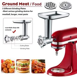 GVODE Meat Grinder Attachment for Kitchenaid Stand Mixer, Including 3 Sausage Stuffer Accessory, Metal Food Grinder, gvode meat grinder kitchenaid