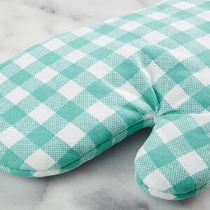 KitchenAid Gingham Oven Mitt 2-Pack Set, Aqua Sky, 7"x13"