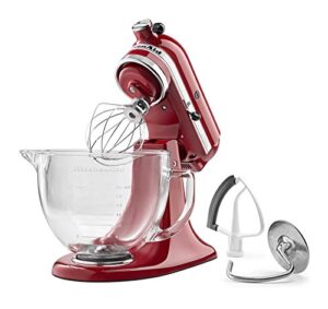 kitchenaid ksm105gbcer 5-qt. tilt-head stand mixer with glass bowl and flex edge beater – empire red