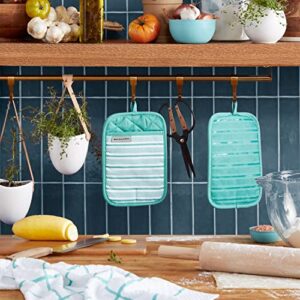 KitchenAid Albany Pot Holder 2-Pack Set, Aqua Sky, 7"x10"