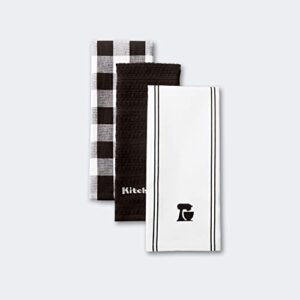 kitchenaid mixer kitchen towel 3-pack set, onyx black, 16″x28″