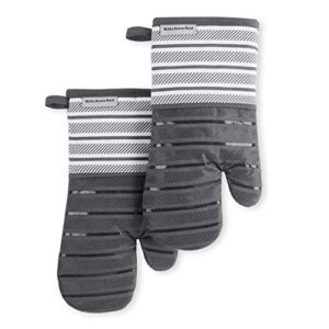 kitchenaid albany oven mitt 2-pack set, charcoal grey, 7″x13″