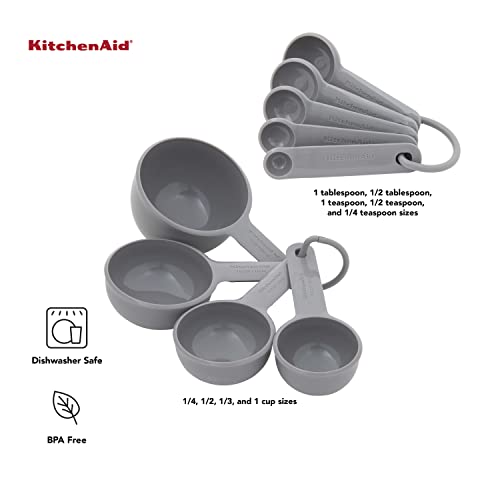 KitchenAid Universal Measuring Cup and Spoon Set, 9 Piece, Gray