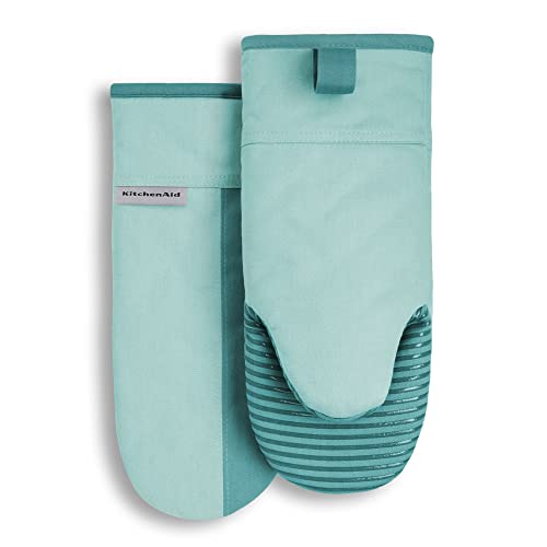 KitchenAid Beacon Two-Tone Oven Mitt 2-Pack Set, 5.75"x13", Aqua Sky