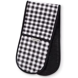 kitchenaid gingham casserole mitt single pack, onyx black, 35″x7.5″