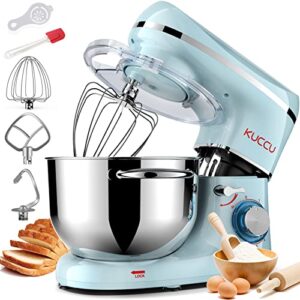 kuccu stand mixer, 6.5 qt 660w, 6-speed tilt-head food dough mixer, kitchen electric mixer with stainless steel bowl,dough hook,whisk, beater, egg white separator (6.5-qt, blue)