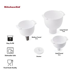 KitchenAid Set of 5 Kitchen Funnel Set, with Removable Strainer and Removable Spout,White