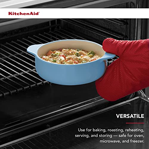 Kitchenaid Vitrified Stoneware Round Casserole Baker, 2.25-Quart, Blue Velvet